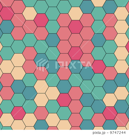 Abstract colorful Retro geometric hexagon 9747244