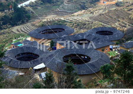 福建省の田螺坑土楼 traditiol Apartment of Tolou Fujian 9747246