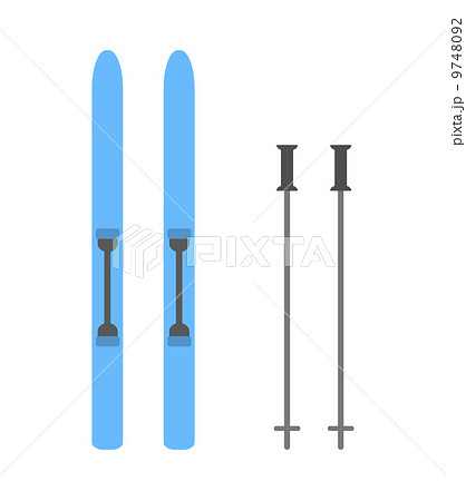 スキー板とストックのイラスト素材