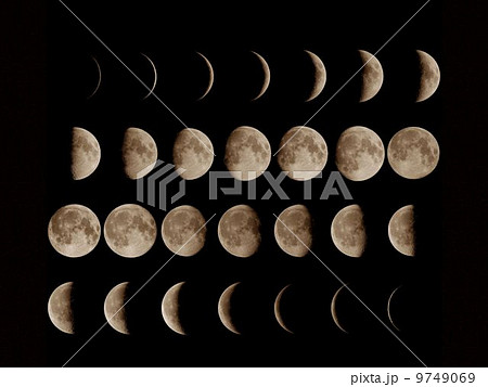 月の満ち欠けの写真素材