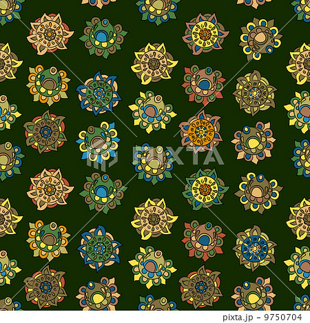 seamless abstract background with ethnic flowers 9750704