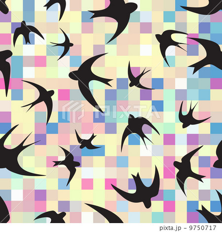 Seamless texture with swallow and square Seamless texture with swallow and square 9750717