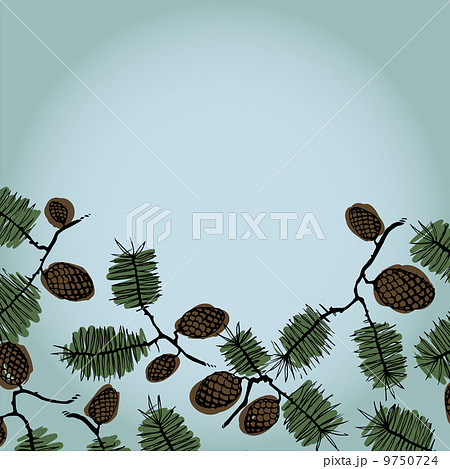 Background frame for text with fir cones and twig 9750724