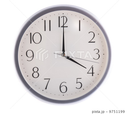 isolated white clock at 4 9751199