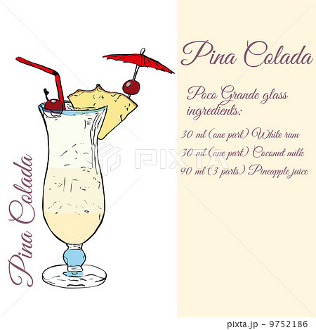 Pina colada. Cocktails. Illustration 9752186