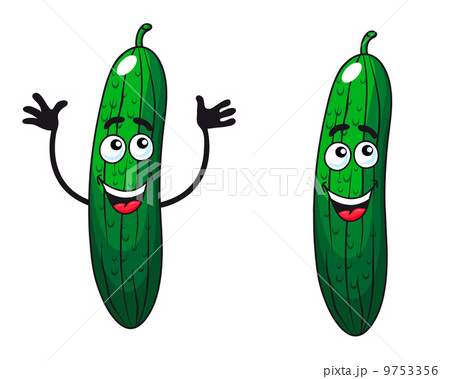 Comic happy green cucumbers and gherkins 9753356