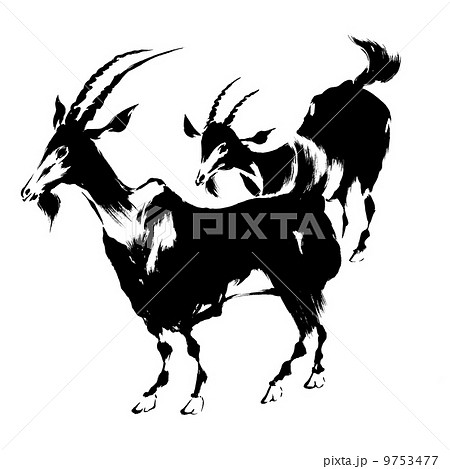 ひつじ日本画  9753477