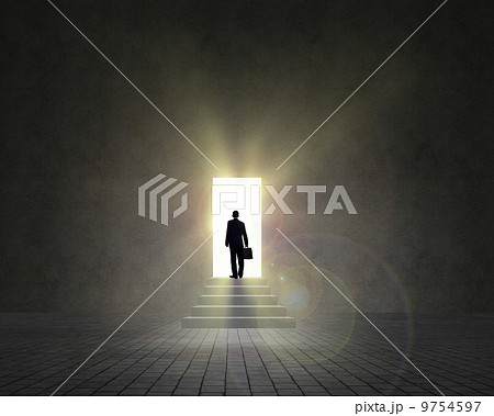 business man standing near an open door 9754597