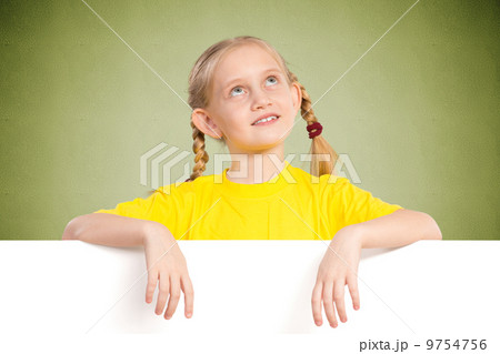 girl holding a white banner 9754756