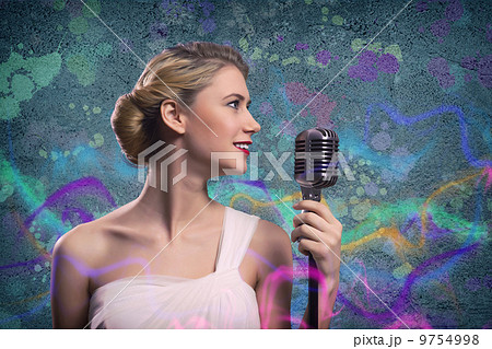 attractive female singer with microphone attractive female singer with microphone 9754998