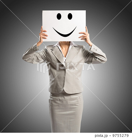 business woman holding a poster business woman holding a poster 9755279