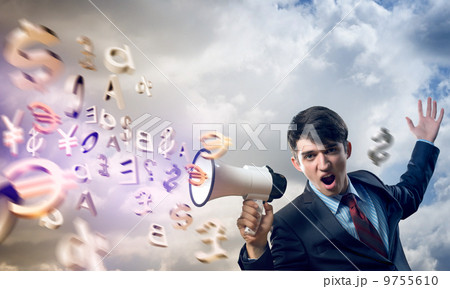 businessman shouting into a megaphone 9755610