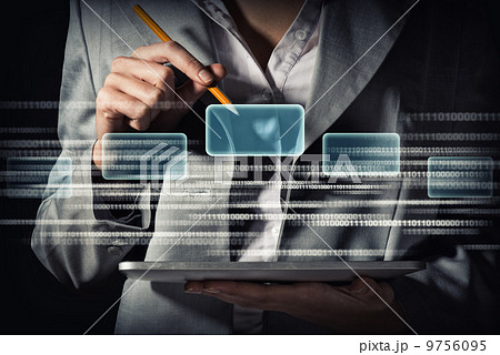 business woman edits the code 9756095