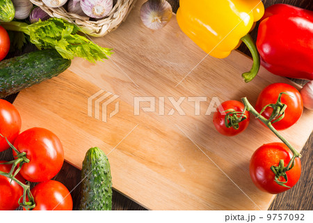 vegetables on the kitchen board 9757092