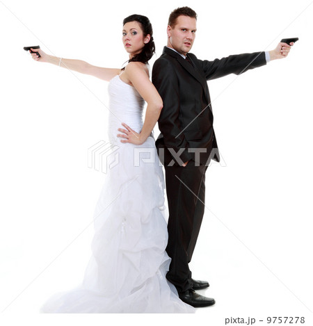 Married couple problem discord, bride groom with gun 9757278