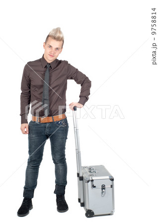 Portrait of handsome man with suitcase Portrait of handsome man with suitcase 9758814