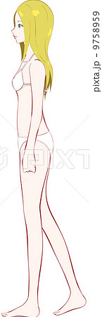 女性 美容 横 歩くのイラスト素材 9758959 Pixta