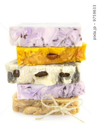 Pile of homemade soap \ isolated on white 9759633