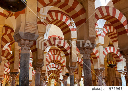 The Great Mosque and Cathedral Mezquita famous interior in Cordo 9759634