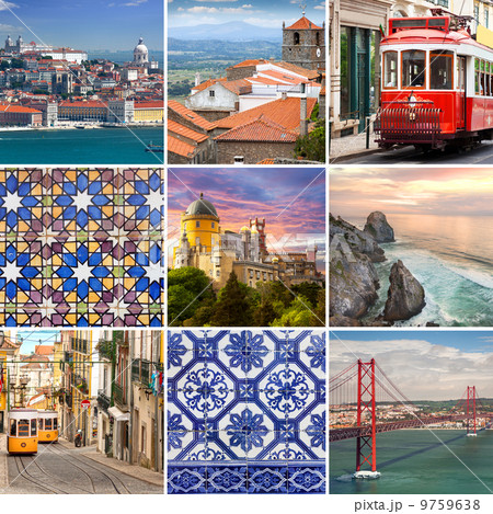 Portugese travel collage - The most famous places in  Portugal, 9759638