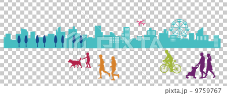人々と街　シルエット　 9759767