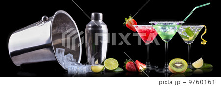 alcohol cocktail set on a black 9760161