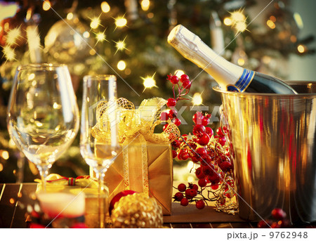 Christmas And New Year Holiday Table Setting. Celebration 9762948