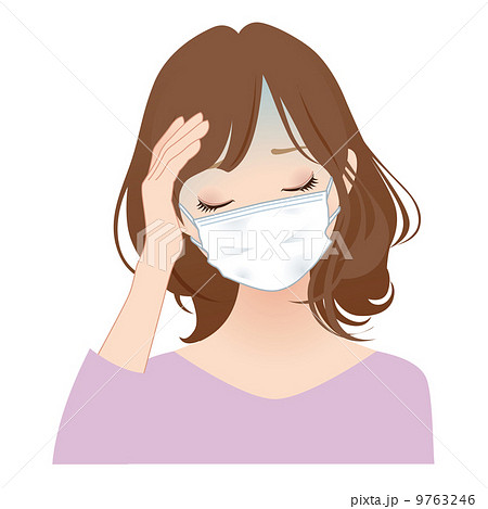 マスクをする女性のイラスト素材