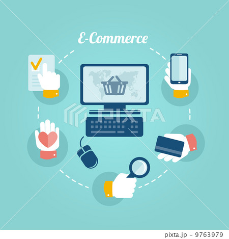 Flat design concept of online shop and e-commerce 9763979
