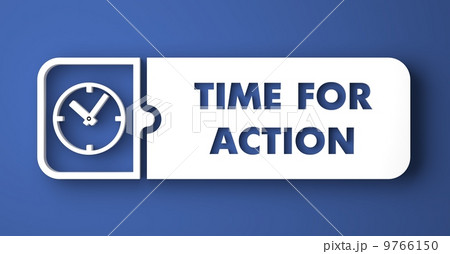 Time For Action on Blue in Flat Design Style. 9766150