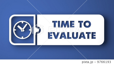 Time to Evaluate on Blue in Flat Design Style. Time to Evaluate on Blue in Flat Design Style. 9766193