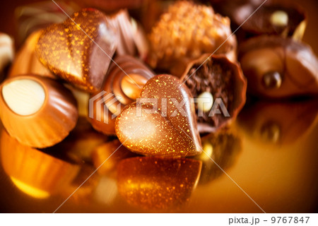 Valentine Chocolates. Assorted Chocolate Candies 9767847