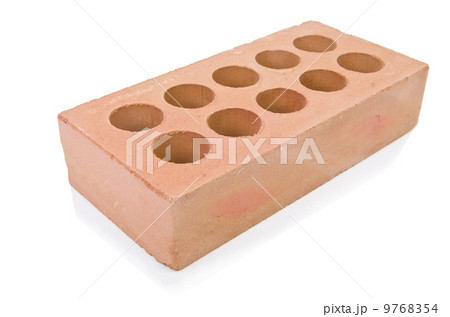 Stack of clay bricks isolated on white Stack of clay bricks isolated on white 9768354