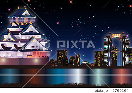 大阪夜景のイメージイラスト 大阪夜景のイメージイラスト 9769164
