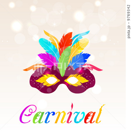Colorful carnival mask with feathers with text 9769342