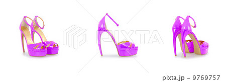 Set of woman shoes isolated on the white 9769757