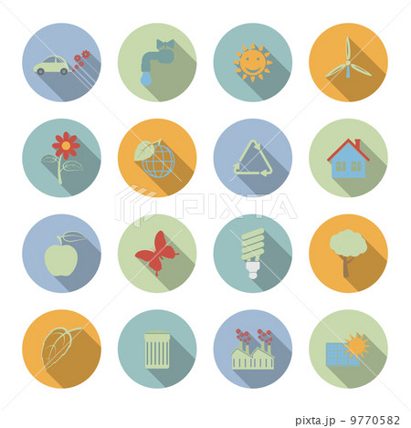 Ecology vector flat icons set 9770582