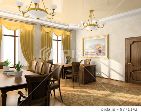 Office interior 3D rendering. Picture on the wall was filtered b Office interior 3D rendering. Picture on the wall was filtered b 9771142