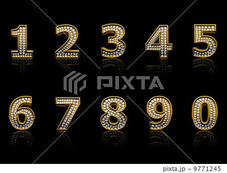 Modern numerals isolated on black background 9771245