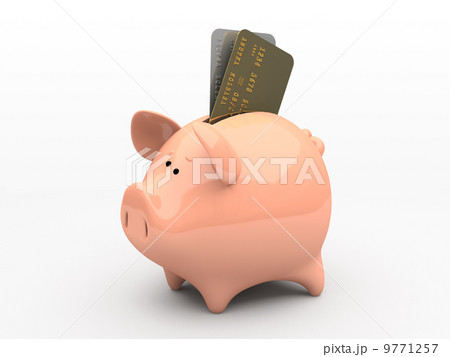 Pink piggy bank on white background 9771257