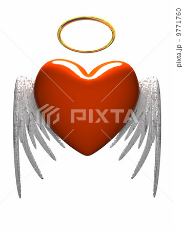 Red heart-angel with wings isolated on white background 9771760
