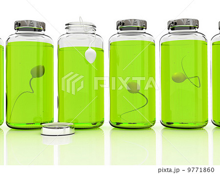 Several banks with sperm on white background 9771860