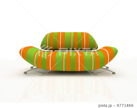 striped sofa on white background  insulated 3d 9771866