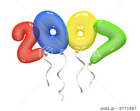 Colour air balloons 2007 on white background 9771897