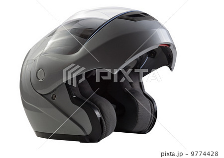 Gray, glossy motorcycle helmet 9774428