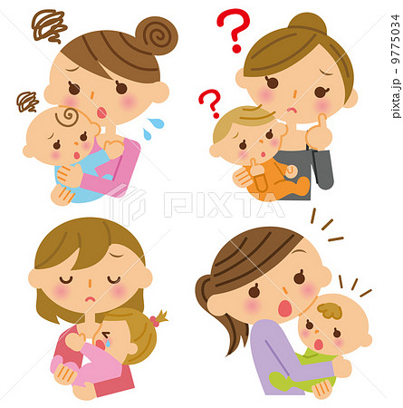 母子 表情 複数のイラスト素材