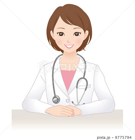 かわいい女性医師 微笑みのイラスト素材