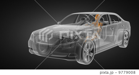 transparent car concept with driver 9779008