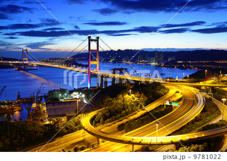 Tsing Ma Bridge in Hong Kong at night 9781022