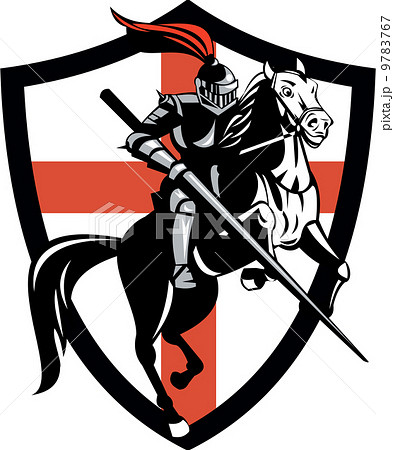 English Knight Riding Horse England Flag Retro 9783767